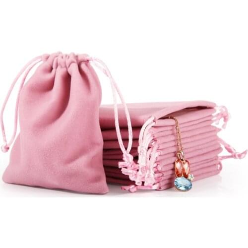 Pink Gray Jewelry Gift Display Packing Bags Velvet Drawstring Pouches Gift Bags Jewelry Velvet Bag