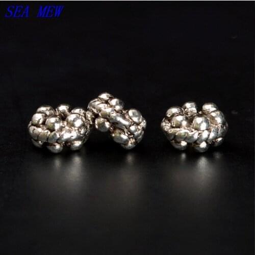 SEA MEW 100PCS 6mm*3.5mm Vintage Alloy Tibetan Silver color Spacer Beads 2mm Hole Beads Tube Beads DIY Beads For Jewelry Making