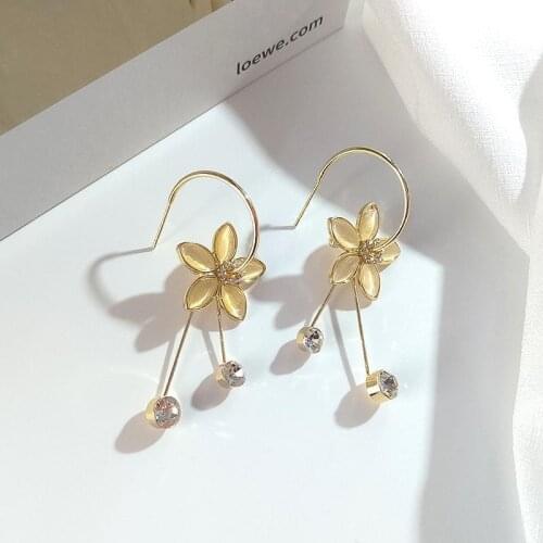 Super Fairy Flower Tassel Earrings Compact Trend Elegant Temperament Rhinestone Earrings Female Fashion Jewelry