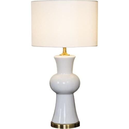 American Style High White Ceramic Table Lamp For BedRoom Bedside Living Room Foyer Study Desk Reading Night Light TD058