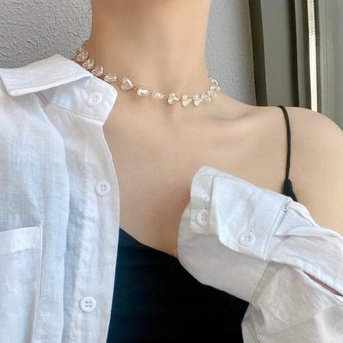 Modern Jewelry Heart Necklace Sweet Korean Temperament High Colorful Resin Love Beads Necklace For Girl Women Party Gifts