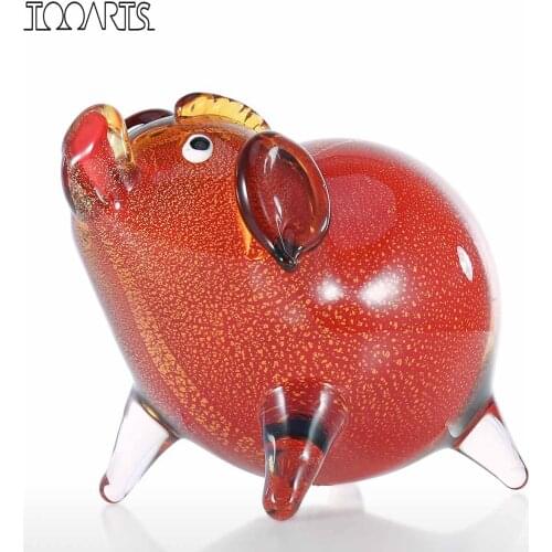 Glass Pig Hand Blown Glass Art Pig Figurine Animal Glass Craft Lovely Collectible Pig Ornament Home Decor