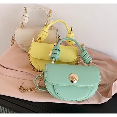 Hobos Totes Mini Pu Leather Saddle One Shoulder Messenger Bags For Women 2021 Summer Chain Crossbody Bag And Handbags Purse