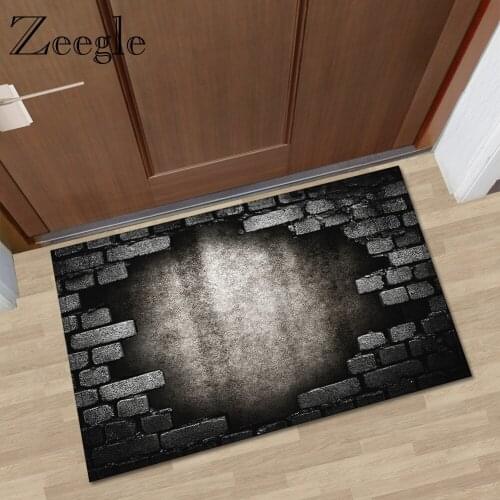 Zeegle 3D Wall Pattern Bathroom Floormat Non-slip Carpet Toilet Rug Kitchen Area Carpet Mat Entrance Foot Rug