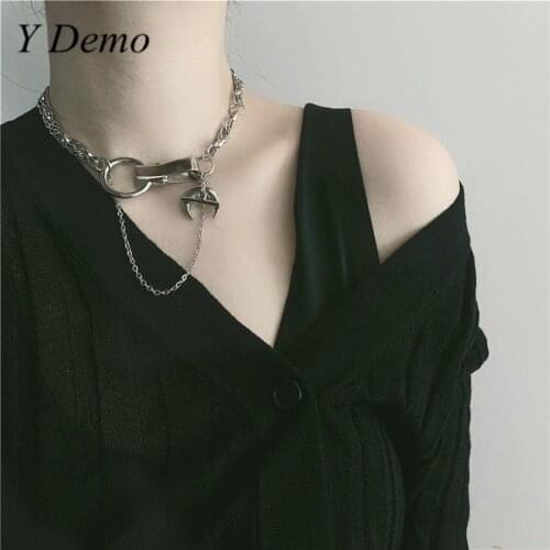 Y Demo Rock Punk Chain Necklace Women Casual Moon Circles Pendant Necklaces 2020 Fashion Accessory