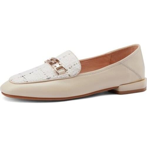 Square Toe Buckle Oxford Shoes Women Flats Slip On Genuine Leather Shoes Woman Spring Autumn Office Shoes Women