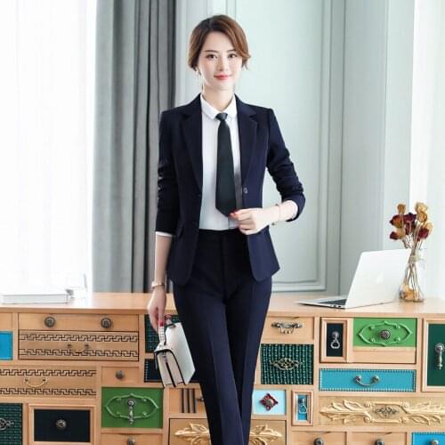 Set female 2019 autumn new temperament black professional casual long-sleeved suit jacket + pants + shirt elegant three-piece