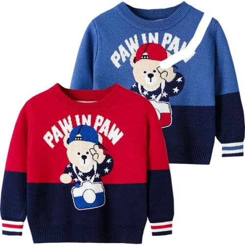 Cute Bear Boys Winter Sweaters Quality Fashion Toddler Girls Pullover Autumn Fall Childrens Knitted Wear Kids Clothes