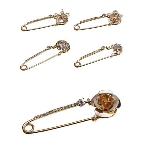 100pcs Safety Pin MIXORDER Brooch Luxury Rhinestone Women Ladys Brooches For Suit Scarves Corsage Sweater Collar Safetypins