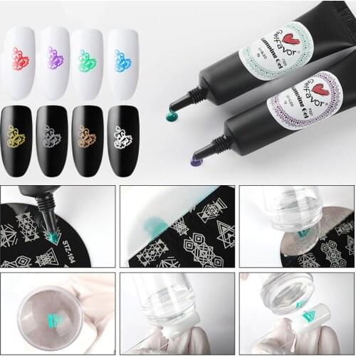 12 color Nail art printing nail polish glue semi-permanent gel embossing plate for manicure polishing enamel nail art decoration