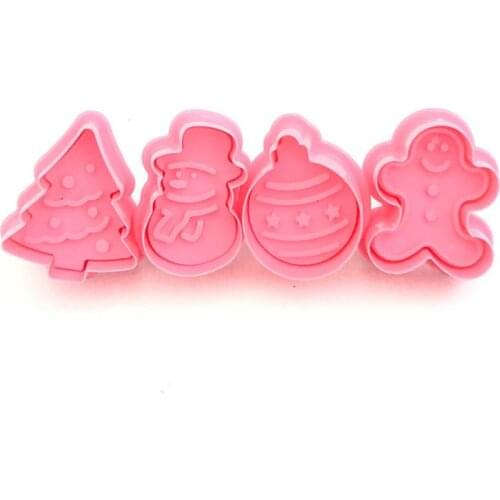 4pc Biscuit Stamp Pastry Mold 3D Cutter DIY Baking Mold Soft Cake Top Hat Mold Biscuit Christmas Decoration Tools