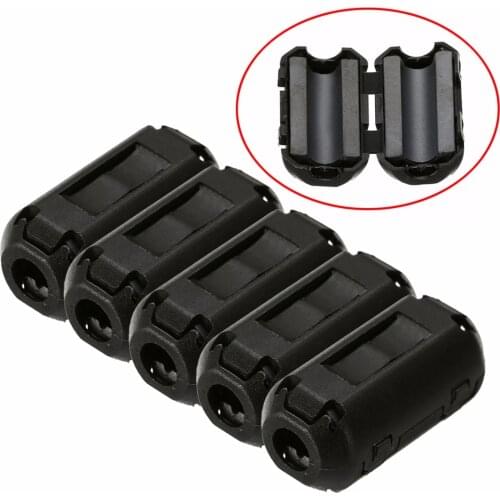 5pcs 3.5mm Noise Ferrite Filters Suppressor EMI RFI Clip Choke Ferrite Core Cable Filter For Power Cord