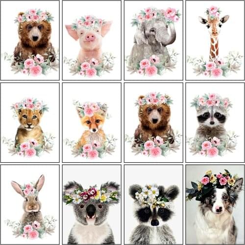 5D Diamond Painting Animals Flowers Diamond Embroidery Pig Elephant Full Drill Square Round Mosaic Rhinestone Diy Home Decor