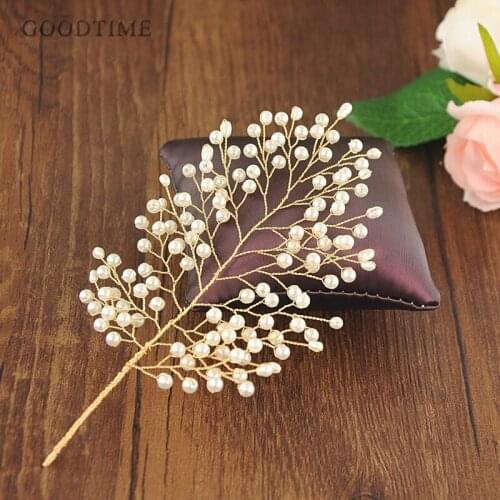 Noble Bridal Wedding Headdress Accessories Rhinestone Headpieces With Pearls Golden Color Bride Hair Bridesmaid Jewelry For Girl