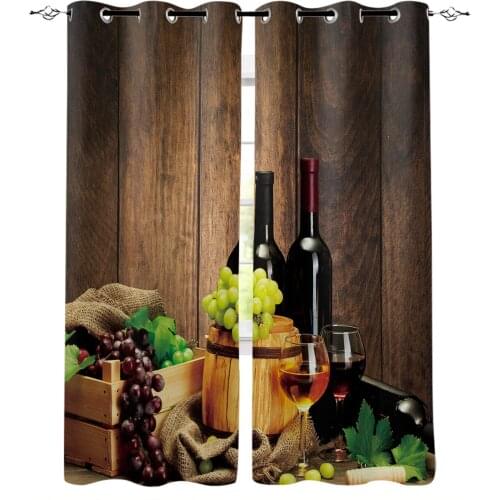 Wine Glass Wine Fruit Grapes Blackout Curtains For Kitchen Bedroom Kids Room Window Treatment Curtains for Living Room