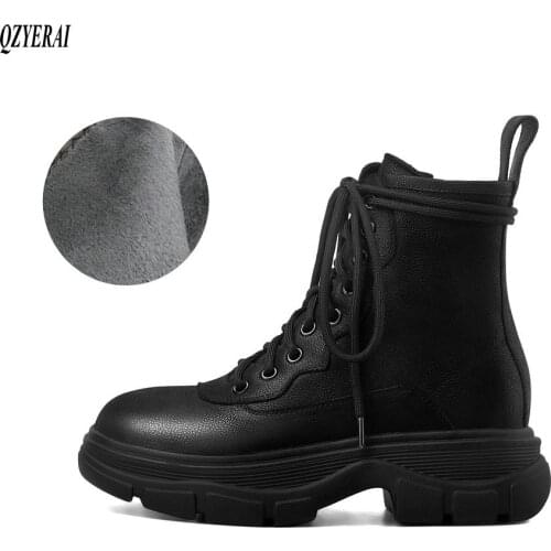 New Winter shoes natural Genuine leather boots women Martin boots Warm fur Female boots 100% cowhide Chelsea snow boots ankle