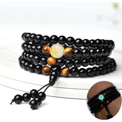 6/8mm Luminous Dragon 108 Mala Bracelet 108 Buddha Beads Men Women Friend Gift Charm Strand Jewelry
