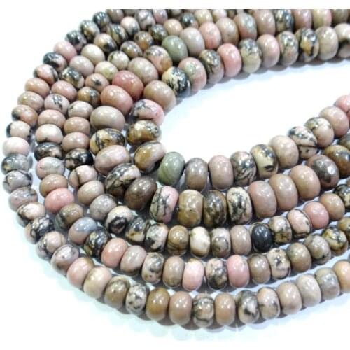 Wholesale Natural stone Black Lace Rhodonite Rondelle Beads 4*6mm 5*8mm Spacer Beads For Jewelry Making Bracelet Accessories