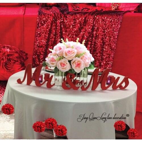 Wooden Letters red Mr. & Mrs. letters wedding table decoration, freestanding red Mr and Mrs signs for sweetheart table