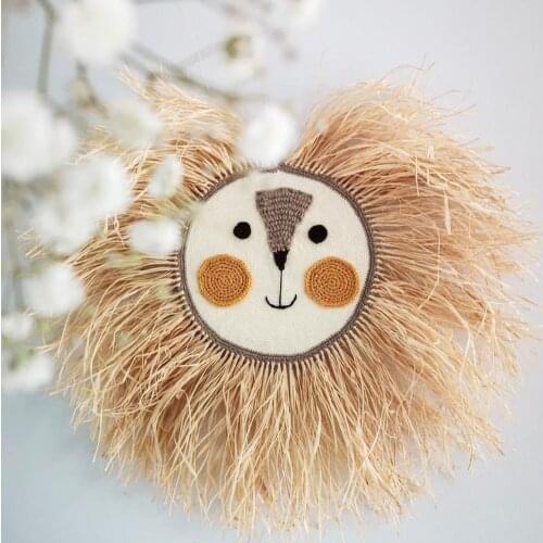 Ins Nordic Hand-woven Cartoon Lion Wall Art Hanging for Nursery Kids Room Decoration