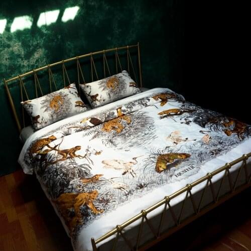 3D Leopard Tiger Digital Printing Satin Egyptian Cotton Bedding Set Brocade Silk Duvet Cover Bed Linen Fitted Sheet Pillowcases