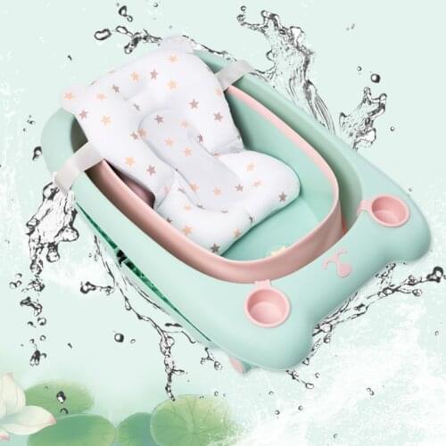 Bath Tub Pad Baby Shower Non-Slip Bathtub Seat Support Mat Newborn Safety Security Bath Support Cushion Foldable Soft Pillow