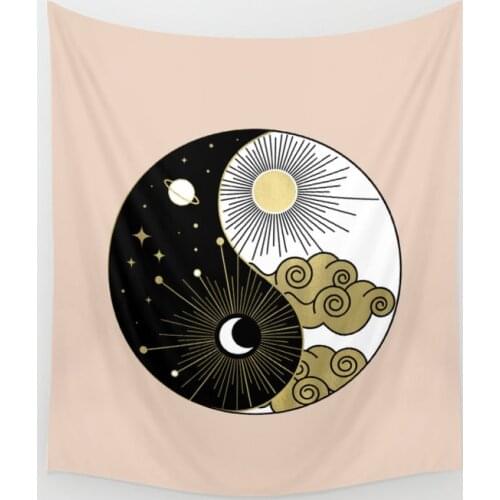 Yin and Yang Theme Tapestry Wall Hanging Room Carpet Dorm Psychedelic Sun and Moon Tapestries Art Home Decoration Accessories