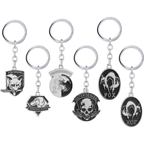 Metal Gear Solid Keychain Outer Heaven Keychain Fox Hound From ZanzibarLand Iron Patches XOF Key Holder Men MGS Jewelry llavero