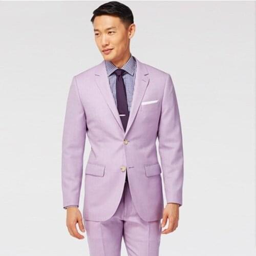 Costume Homme Wedding Men Suits Light Purple Latest Design Tuxedo For Groom Wear Tailor Made Suit Office Business Suits 2 Pieces