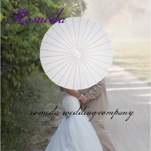 NEW ARRIVED 1pcs/lot Stock White Wedding Paper Parasol Umbrellas