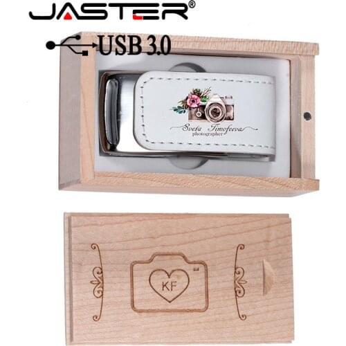New Cute Gifts Leather Wooden USB 3.0 Flash Drives Wholesale Wedding Photography Gifts Free Custom LOGO Over (1 PCS Free LOGO)
