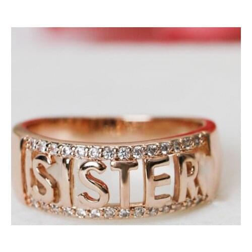 Hollow Letter Grandma Rose Gold Wedding Ring for Women Micro-inlaid Simulation Ring Jewelry Engagement Love Rings Gift