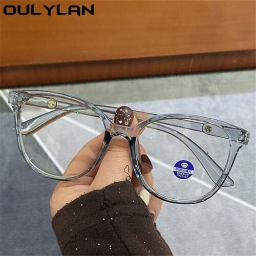 Oulylan Vintage Anti Blue Light Glasses Frame Men Women Clear Optical Spectacles Oversized Prescription Eyeglasses for Computer