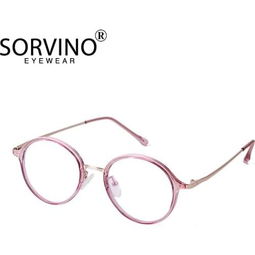 SORVINO Optical Fashion Computer Glasses Flat Mirror Ultra-light Metal Round Frame Blocking Blue-Light New Style Academy