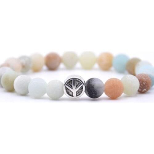 Peace 8mm bohemian multicolor Agate beads Chakra Reiki Buddha Yoga Bracelet elastic adjustable Volcanic Stone Bangles hfg3