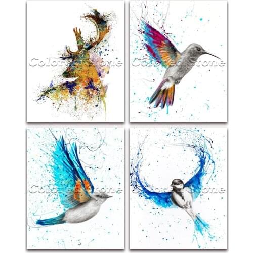 5D Full Square Diamond painting embroidery Cross stitch Animal colorful deer bird 3D DIY Round Drill Drawing mosaic 086