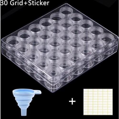 30/60 slot adjustable transparent box diamond painting accessories tool jewelry storage box cross stitch tool finishing