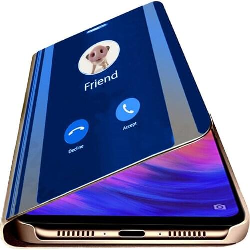 Luxury Smart Mirror Flip Phone Cases For Xiaomi Note 10 Lite Cover Leather Holder Standing For Xiaomi 8 9 10 Ultra Cover Coque