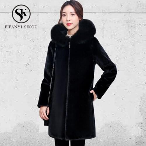 Plus size Faux Fur Coat Women 2019 Winter Casual Warm Luxury Faux Fur Jacket Fashion fluffy Coats Female Hooded Jacket Overcoat