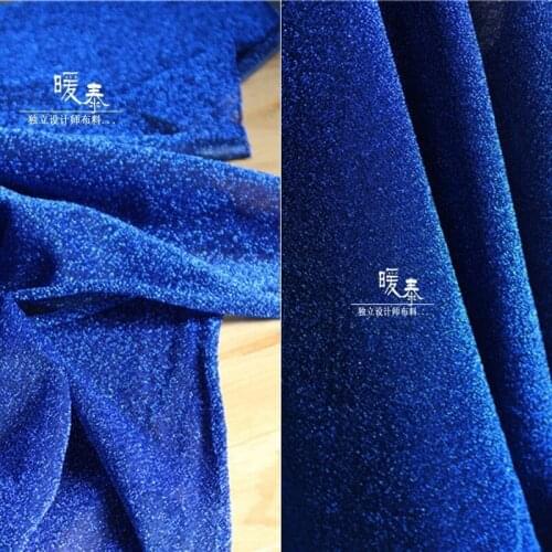 Shiny Blue Stretch Fabric Diamond Sequins DIY Patchwork Party Home Decor Stage Clothes Skirt Wedding Dress Designer Fabric