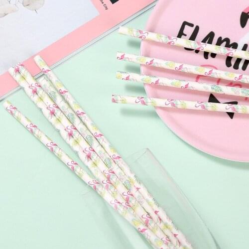 25Pcs Drinks Straws Blue Gold Pink Flamingo Disposable Straws For Tropical Flamingo Theme Party Decoration Supplies ASD117