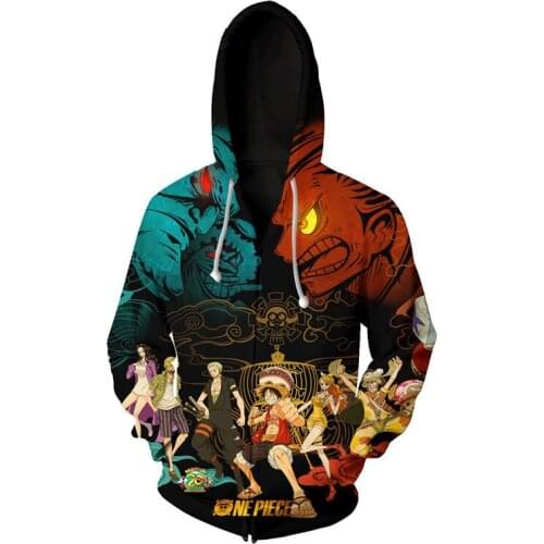 Unisex Anime Monkey D. Luffy 3D Printing Cosplay Costume Teenagers Coat Hoodie Adult Women Men Zip Up Sweatshirts Jacket Fashion