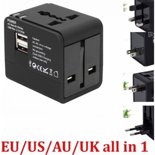 All In 1 Global Universal Conversion Travel Plug USB Sockets Power Adapter Converter With Child Protection Safety Cover locking
