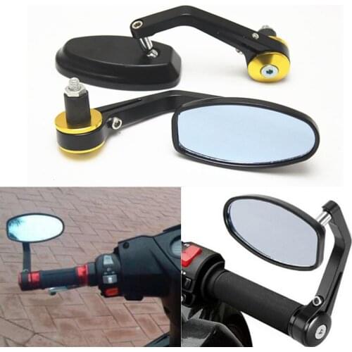 Universal Motorcycle Rearview Mirrors 22mm 7/8'' Handlebar End Rear View Motorbike Side Rearview Mirrors