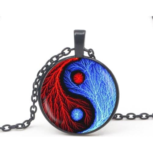 Vintage Yin Yang gossip pendant necklace jewelry glass dome witchcraft pendant fashion crystal DIY handmade ladies necklace gift