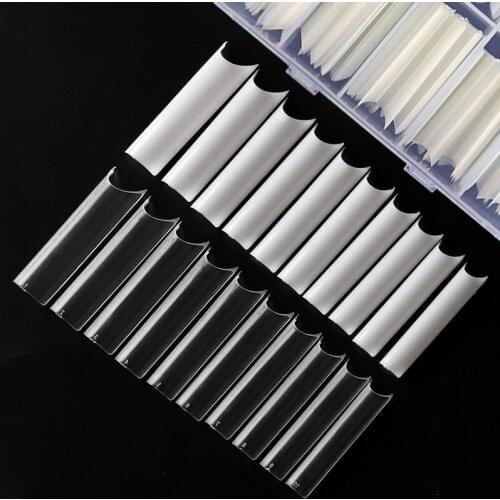 WAKEFULNESS 100pcs XXL Extra Long Square False Nail Art Tips C Curved Coffin Nails ABS Fake Nails Manicure Salon Tools