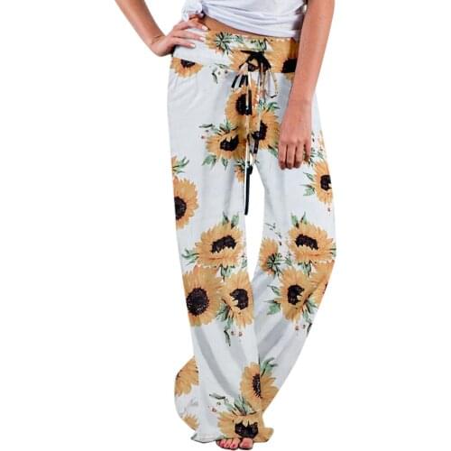 Womens Lace-up Printed Waist Stitching Casual Trousers pantalones de mujer Брючные костюмы joggers women pantalon
