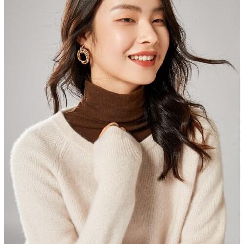 Women Sweaters Oneck Long Sleeve 100% Merino Wool Knitted Jumpers 2021 Winter Female Pullovers Soft and Warm Knitwears