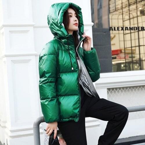 Winter Coat Parkas 2021 New Women Fashion Glossy Jacket Thicken Coat Goose Down Female Hooded Short Jackets