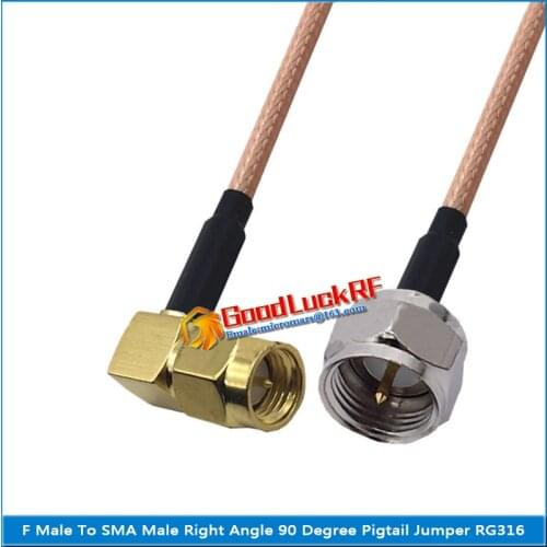 1X Pcs High-quality F Male to SMA Male Right Angle 90 Degree Plug Pigtail Jumper RG316 Cable Coaxial 50 ohm Low Loss